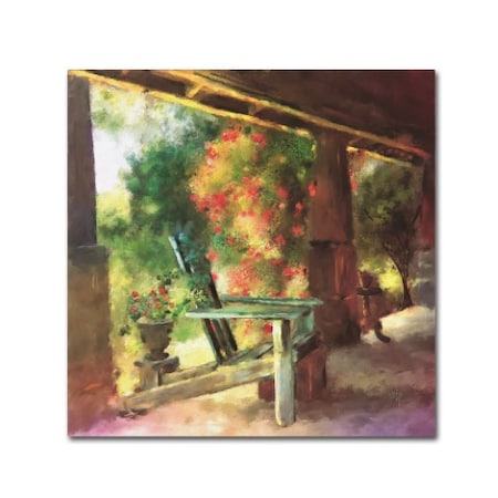 Lois Bryan 'Red Roses On Gramma's Front Porch' Canvas Art,14x14